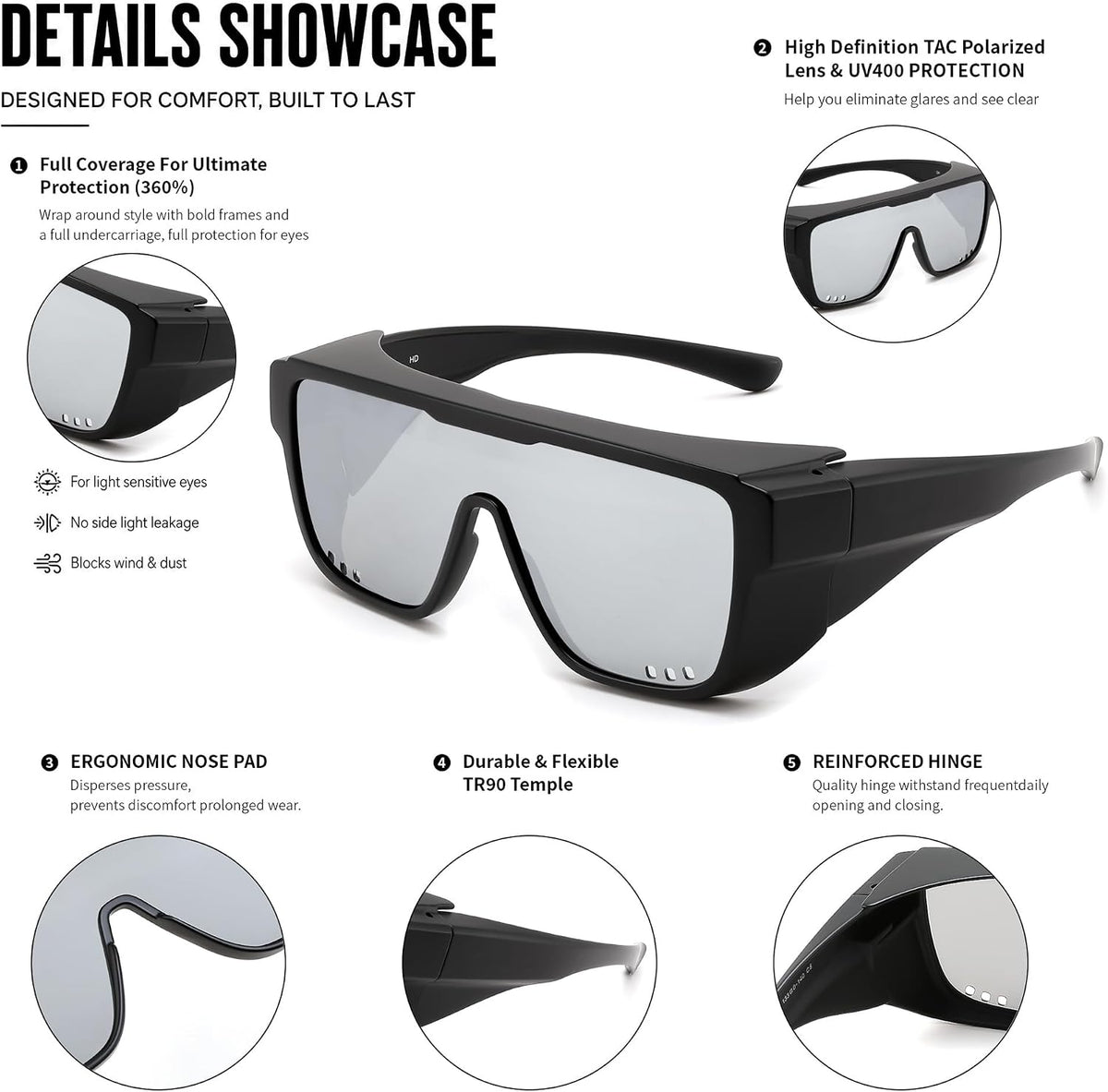 ÉÌƷͼƬ 25 | B0H2Z4Q1KM | FEISEDY Fit Over Glasses Polarized Sunglasses for Men Women B0456