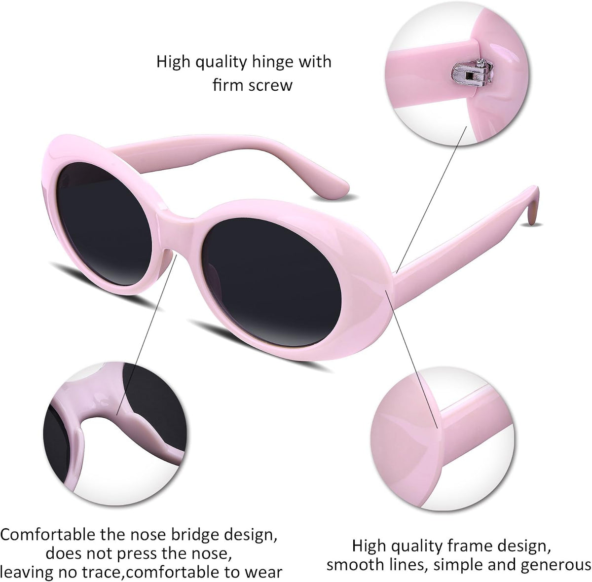 ÉÌƷͼƬ 93 | B074H8KFSZ | FEISEDY Sunglasses White Oval Clout Goggles for Women Men Retro Round Trendy Rimmed Clueless Costume Frame B2253