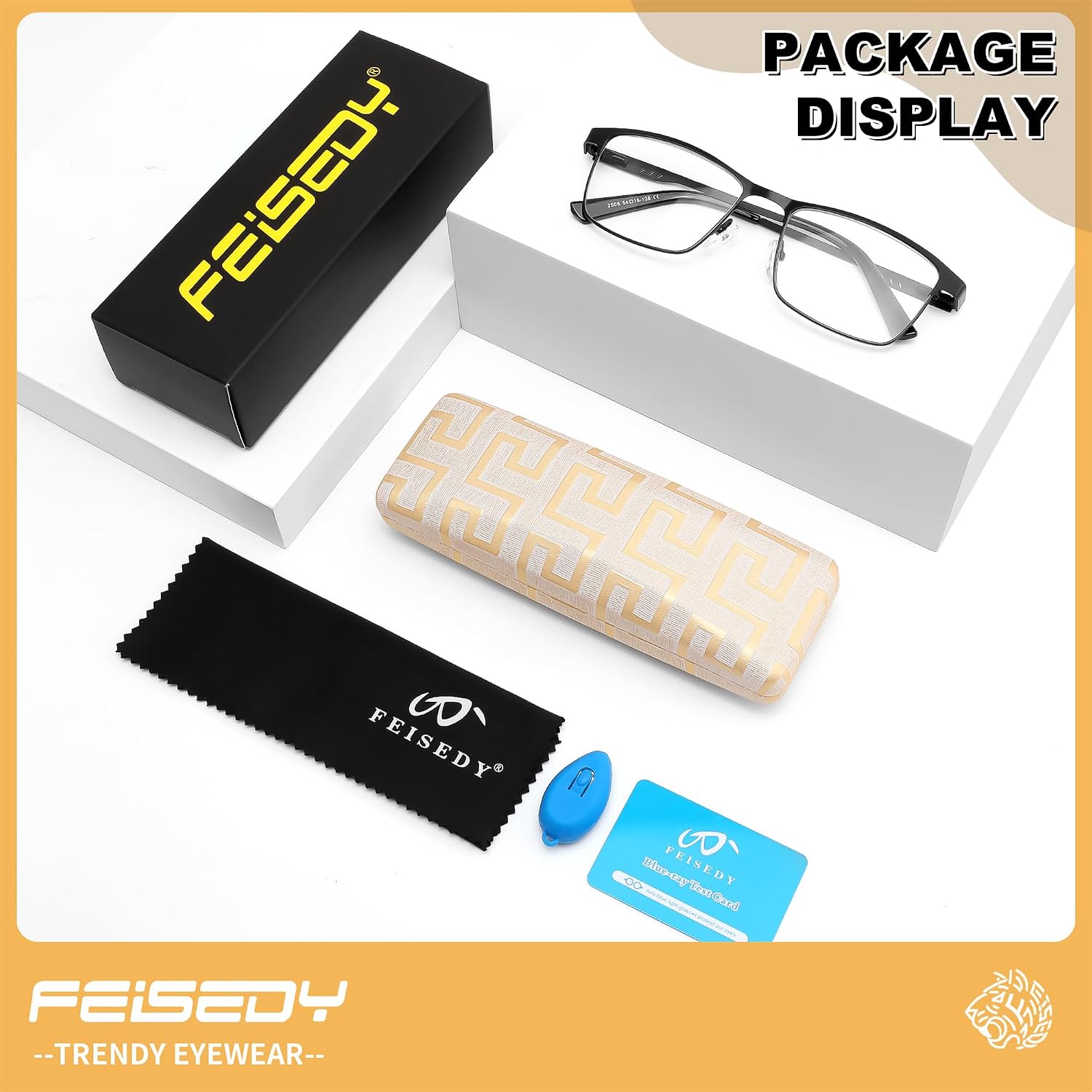 商品图片 6 | B0G1BLY966 | FEISEDY Classic Blue Light Reading Glasses Men,Metal Frame Readers with Spring Hinge, Anti Glare Eyeglasses for Reading B0337