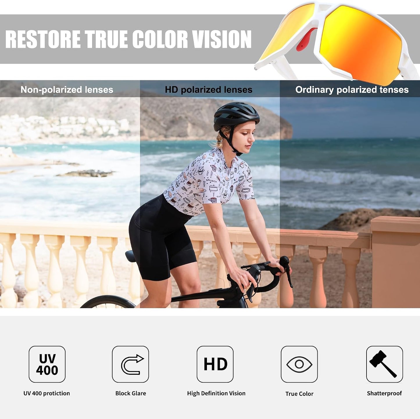 商品图片 5 | B0DN1MVJHV | FEISEDY Polarized Cycling Glasses Sports Sunglasses for Women Men Youth, Running Hiking Baseball Glasses B0215