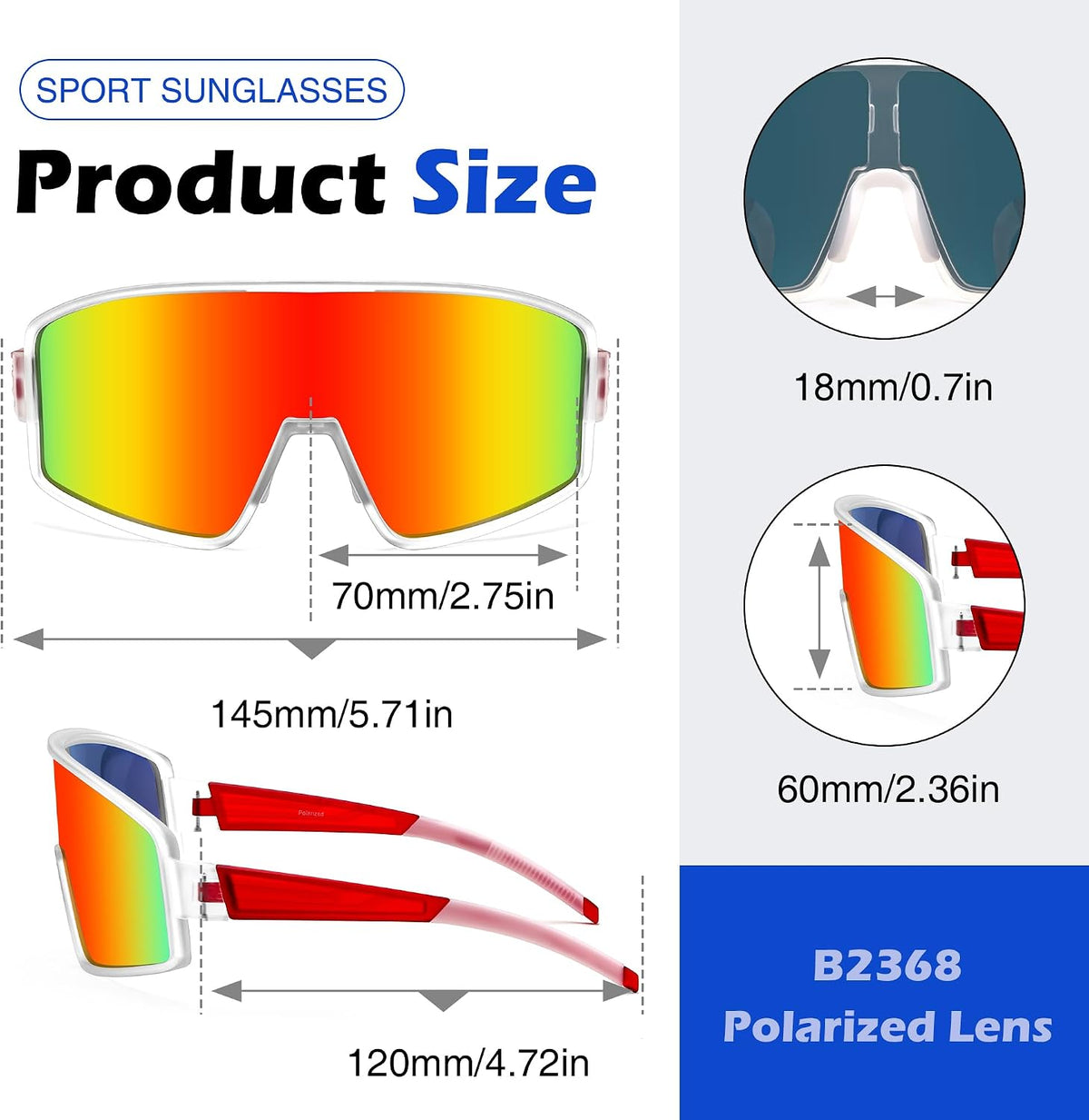 ÉÌƷͼƬ 44 | B0CTT71RHP | FEISEDY Polarized Sports Sunglasses for Men Women Youth Cycling Glasses Baseball Softball Sunglasses B2368
