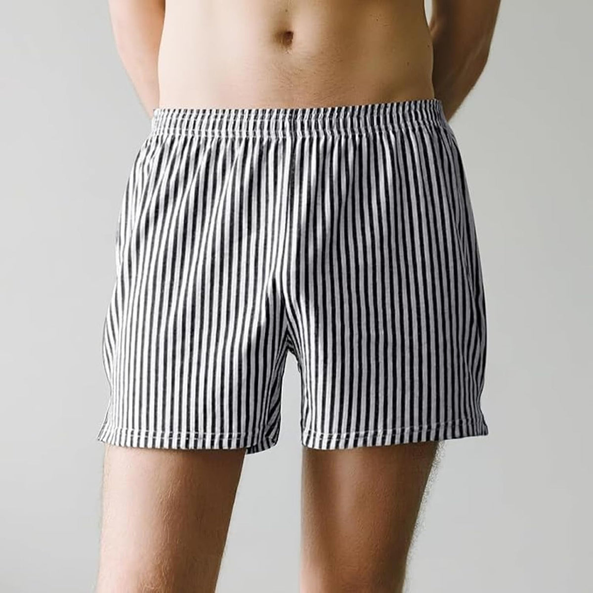 Large | B0FNMYPTPB | Men's Loose Fit Boxer Shorts 95% Cotton Blend Striped Soft Breathable Underwear, Casual Lounge Sleep Shorts (M-3XL), Black