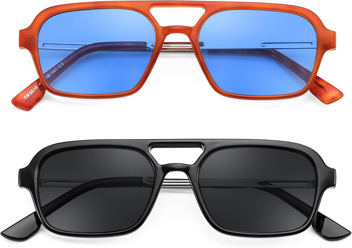 ÉÌƷͼƬ 66 | B0925V3NP4 | FEISEDY Vintage Square 70s Flat Aviator Sunglasses Women Men Metal Design Shades B2752