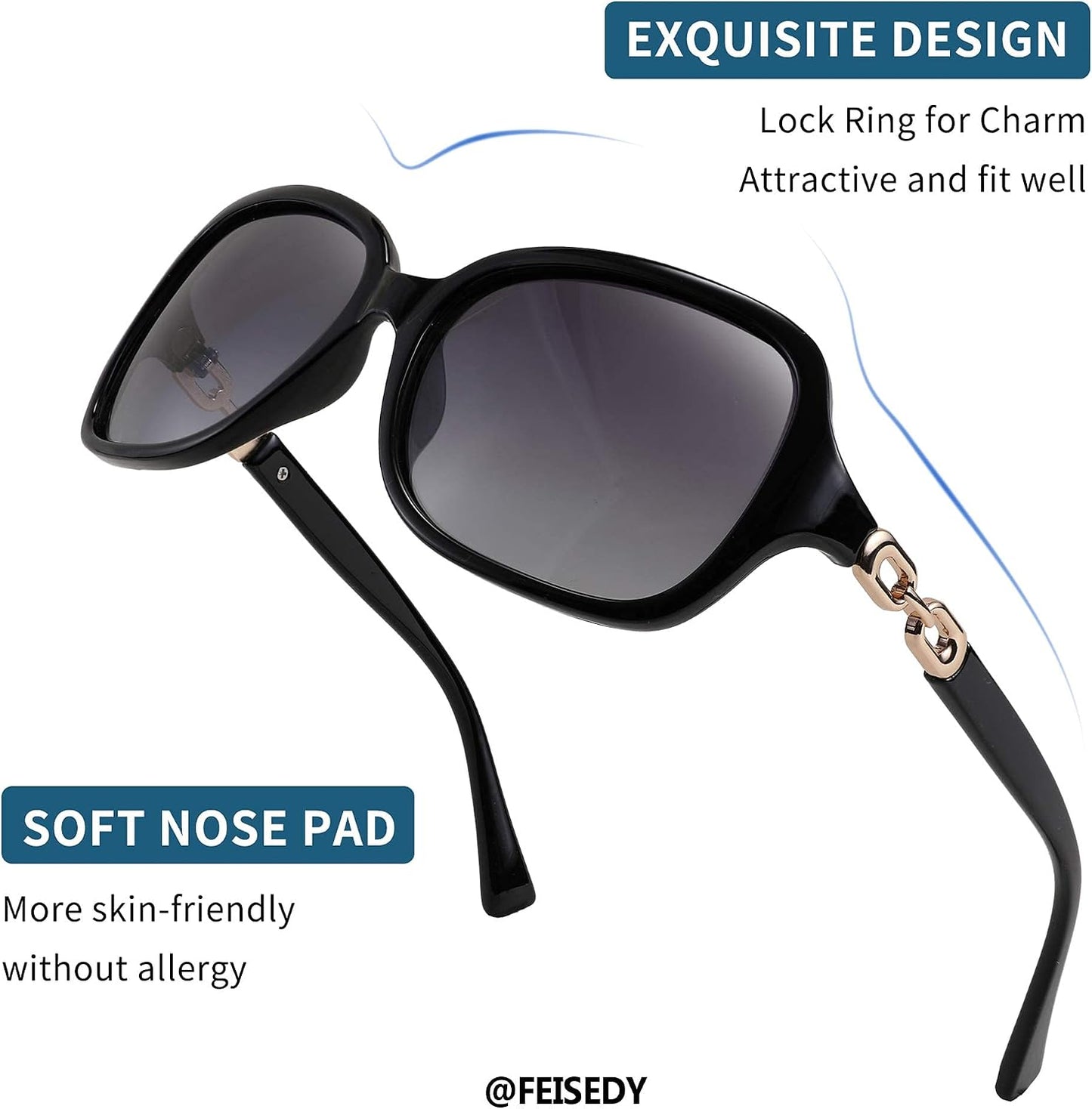 商品图片 10 | B08LPZDDKZ | FEISEDY Womens Polarized Sunglasses Square Wraparound Shades UV400 Mirrored Trendy Sun Glasses for Women B2526