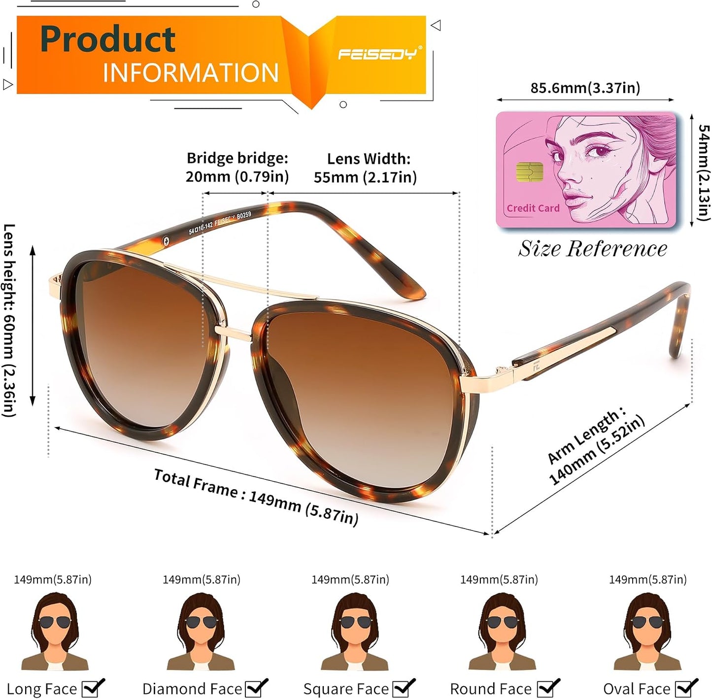 商品图片 41 | B0FPQ6L6K1 | FEISEDY Retro Polarized Aviator Sunglasses for Women Men B0259