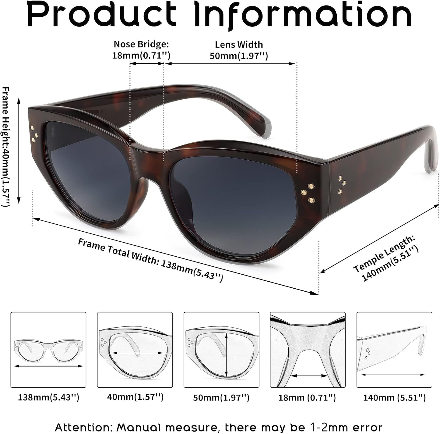 商品图片 14 | B0BZ8DL6L8 | FEISEDY Sunglasses Womens, Retro Cat Eye Sunglasses, Fashion Vintage Cute Stylish UV400 Sunnies B2365