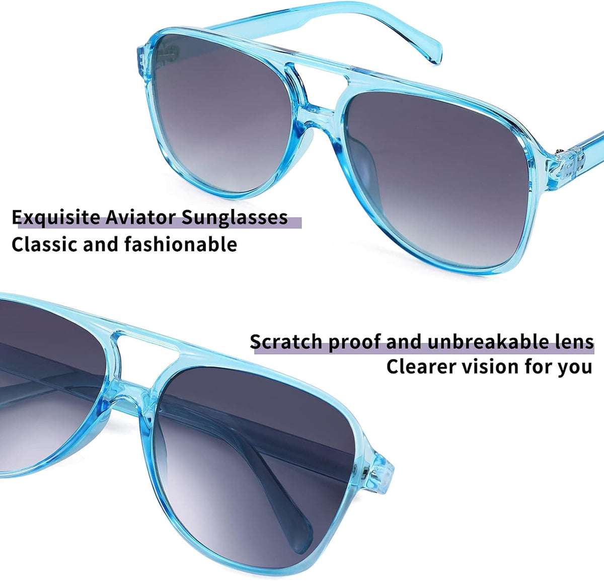 ÉÌƷͼƬ 136 | B0CB543WBD | FEISEDY Vintage Retro 70s Plastic Aviator Sunglasses Women Men Classic Large Squared Frame B2751