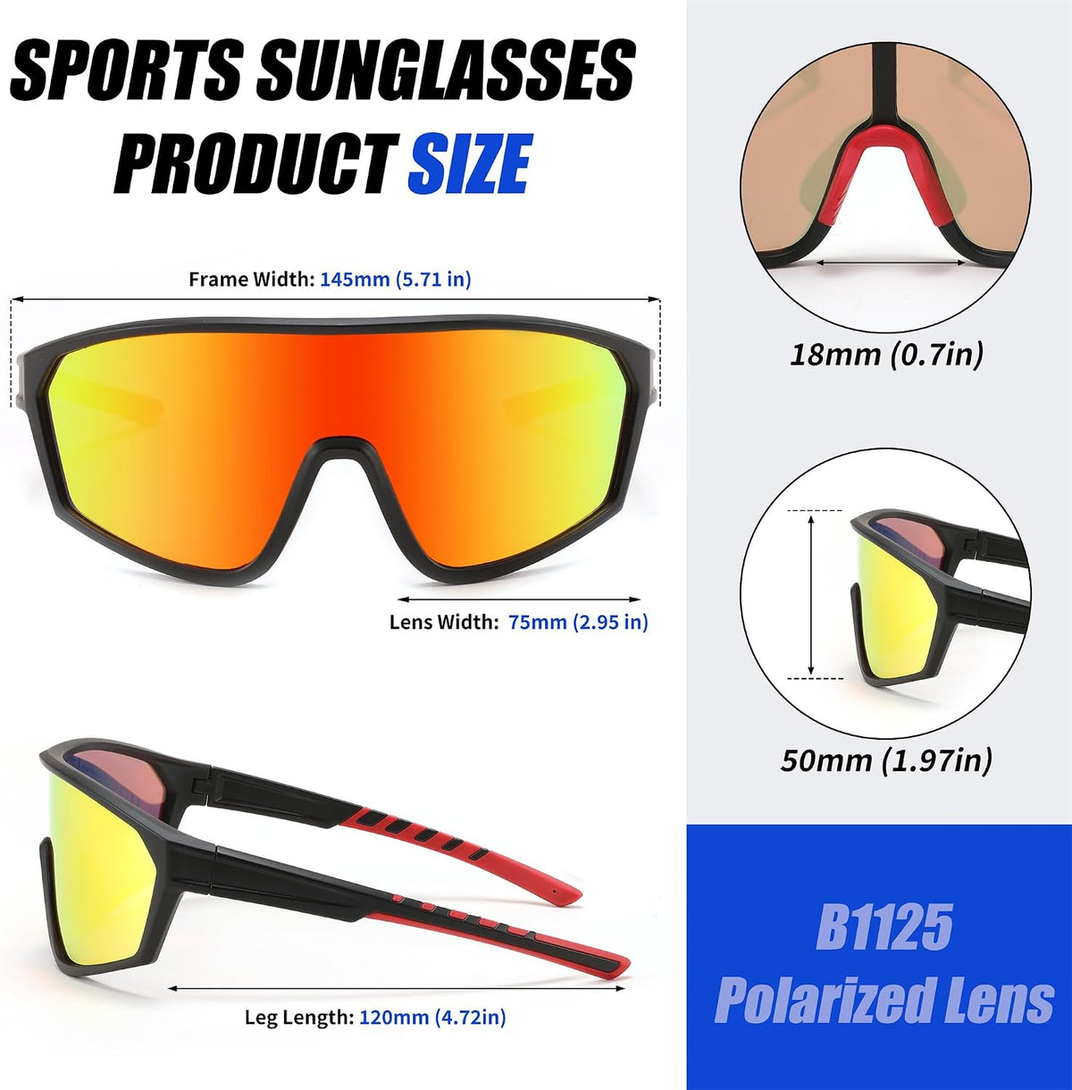 ÉÌƷͼƬ 14 | B0CSJXGX3L | FEISEDY Polarized Sports Sunglasses for Men Women Cycling Running Fishing Tac Glasses UV400 Protection B1125