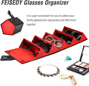 ÉÌƷͼƬ 3 | B0CSFHKMSS | FEISEDY Sunglasses Organizer 5 Slots Travel Glasses Case,Hanging Eyewear Holder Fashionable PU Leather Eyeglass Case B0087