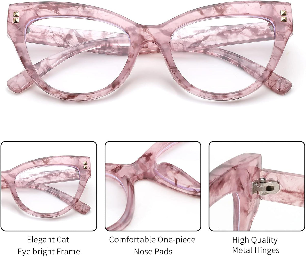 ÉÌƷͼƬ 18 | B0BB2D64DV | FEISEDY Women Oversized Blue Light Blocking Computer Glasses Fake Nerd Cat Eye Glasses Frame Anti Eyestrain B2323