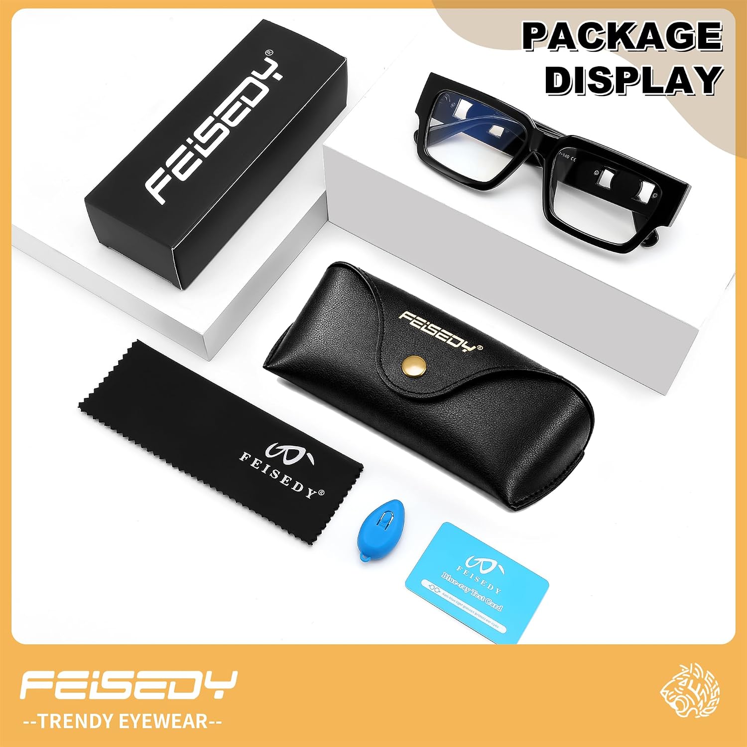 商品图片 7 | B0GQZ4LZK8 | FEISEDY Retro Trendy Rectangle Blue Light Glasses for Women Men B0365