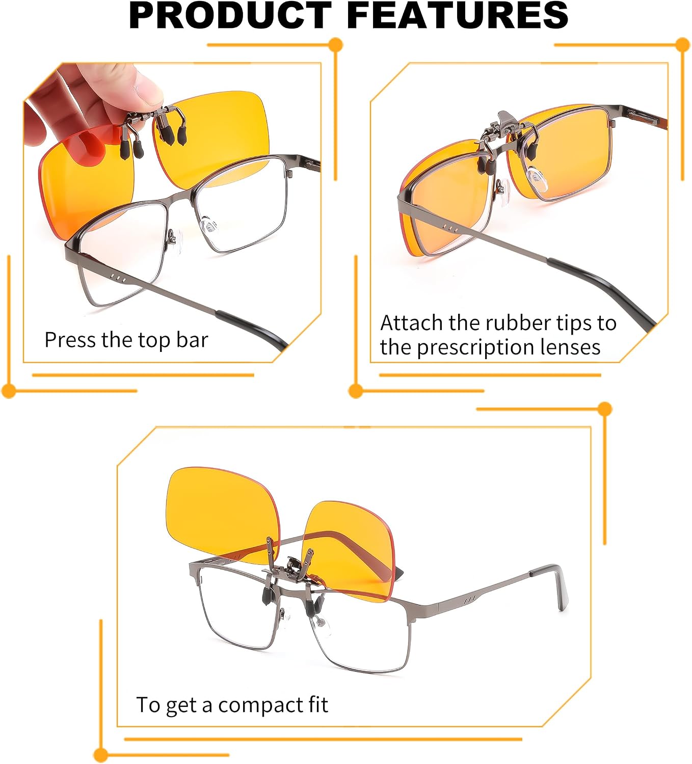 商品图片 4 | B0FZKQ9RL5 | FEISEDY Clip on Rimless One Piece Blue Light Glasses for Woman Men B0360