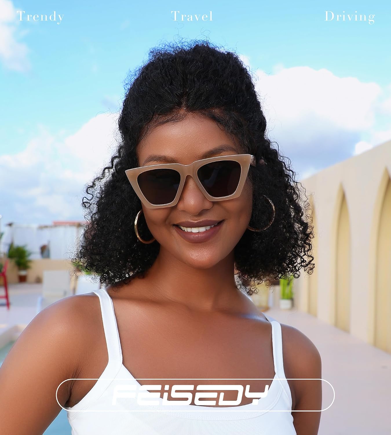 商品图片 20 | B0C5378735 | FEISEDY Vintage Square Cat Eye Sunglasses Women Trendy Cateye Sunglasses B2473