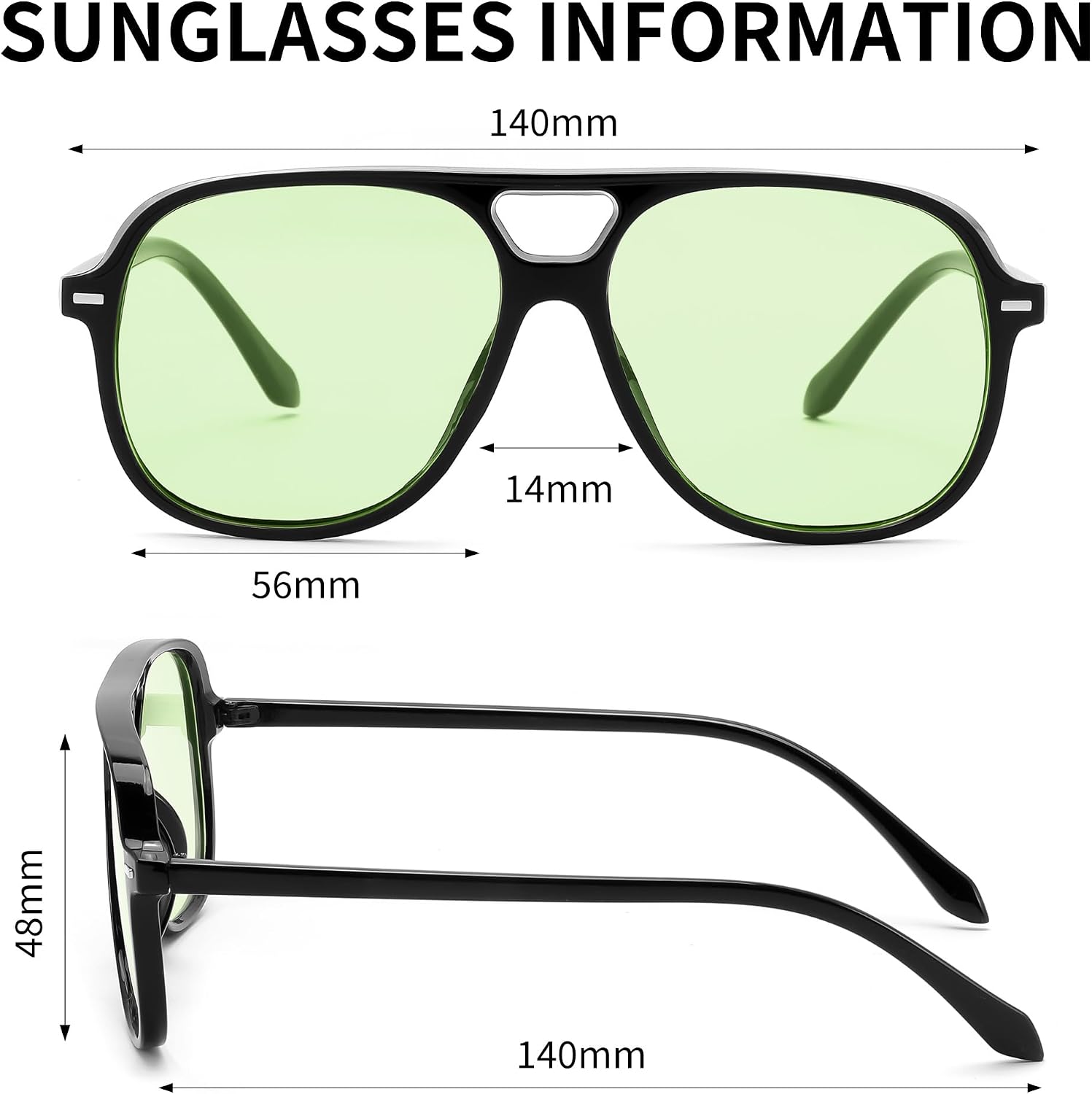 商品图片 17 | B0H1WCGC42 | FEISEDY Retro Square Aviator Sunglasses Women Men Double Bridge B0443