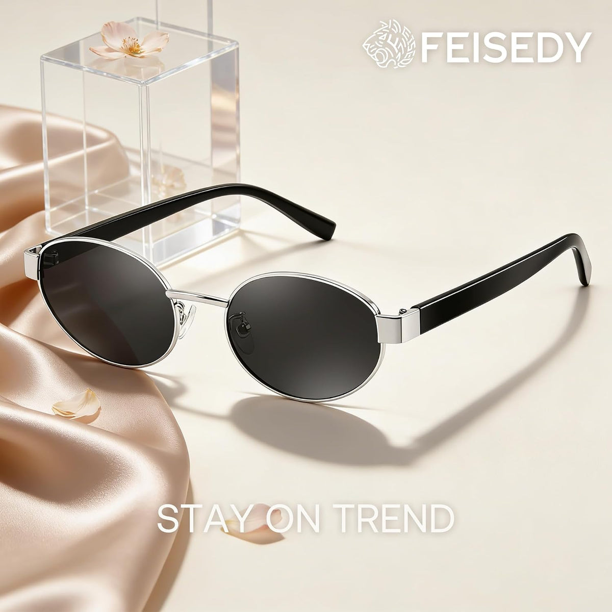 ÉÌƷͼƬ 29 | B0GK19LPFF | FEISEDY Retro Oval Metal Y2K Sunglasses for Women Men Small Frame B0402