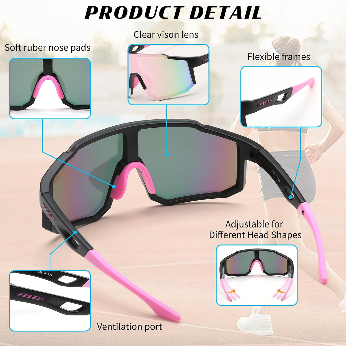 ÉÌƷͼƬ 85 | B0DTYL7JBV | FEISEDY Sports Sunglasses for Men, Women and Teens - Baseball, Biking, Cycling UV400 Protection B2388