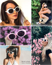 ÉÌƷͼƬ 94 | B074H8KFSZ | FEISEDY Sunglasses White Oval Clout Goggles for Women Men Retro Round Trendy Rimmed Clueless Costume Frame B2253