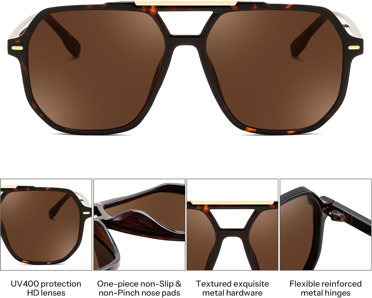 商品图片 36 | B0H71K72HH | FEISEDY Retro Aviator Sunglasses for Women Men 70s Square Sun Glasses B0281