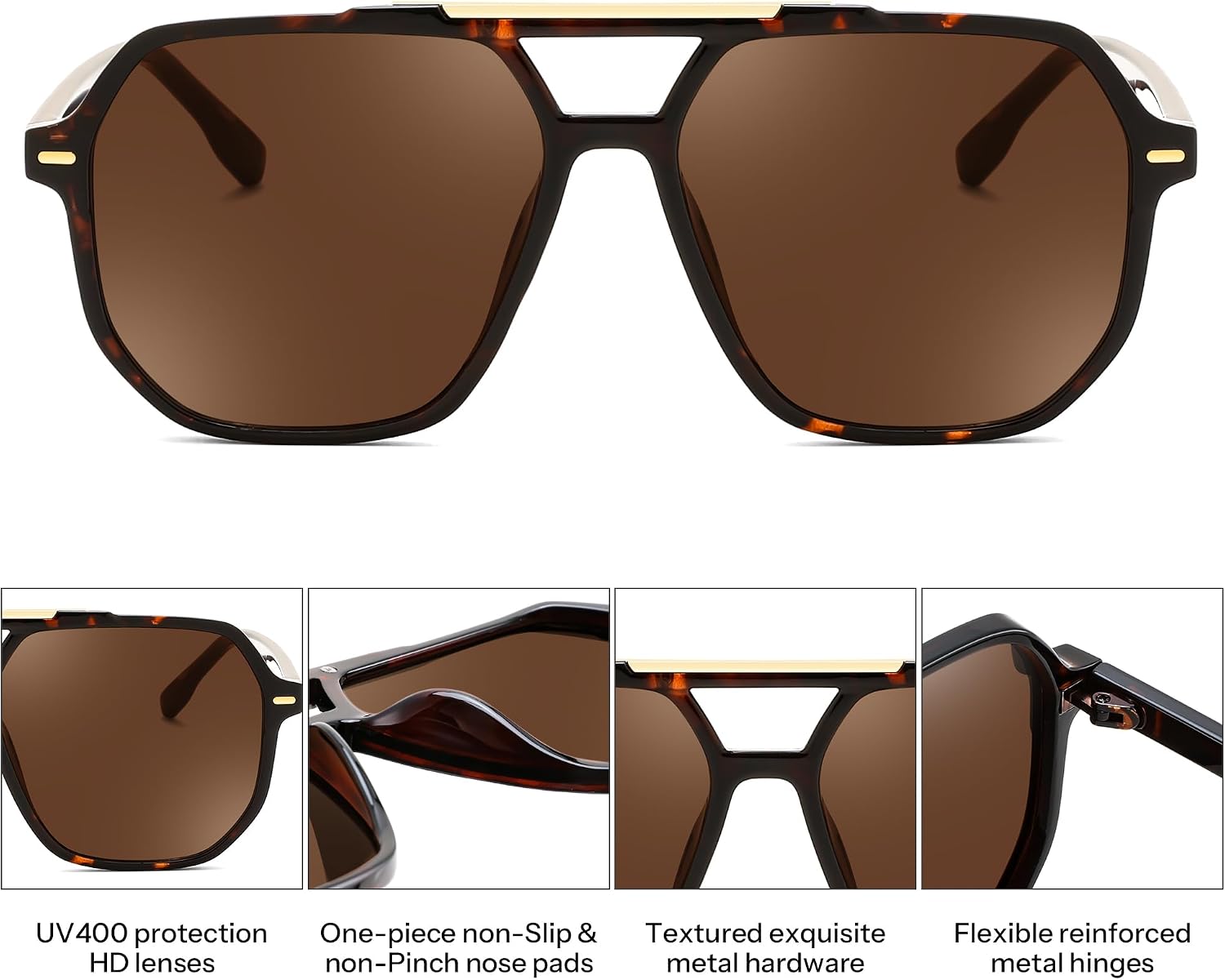 商品图片 36 | B0H71K72HH | FEISEDY Retro Aviator Sunglasses for Women Men 70s Square Sun Glasses B0281