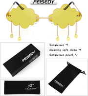 ÉÌƷͼƬ 15 | B09K7C4FB7 | FEISEDY Retro Dripping Cloud Shaped Tassel Sunglasses Rimless Women Funny Party Disco Eyewear B2834