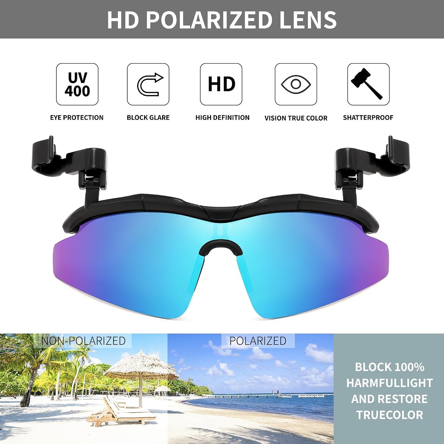商品图片 19 | B0FZT6Y4FL | FEISEDY Polarized Clip On Sunglasses,Clip Cap Sports Sunglasses,UV400 Sunglasses for Mens Womens Fishing Cycling Hiking B0356