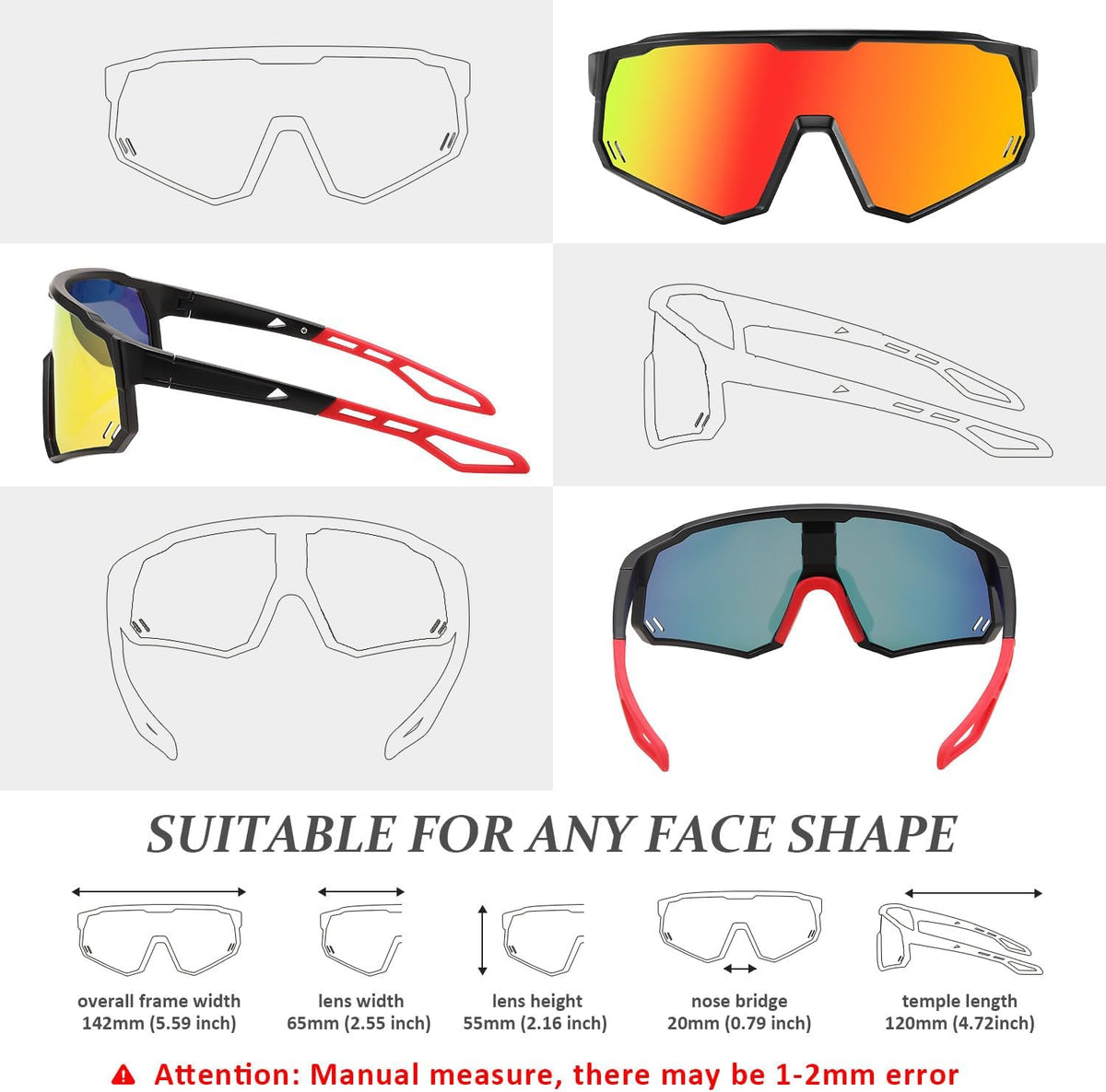 ÉÌƷͼƬ 23 | B0D78XVKSX | FEISEDY Polarized Cycling Glasses Sports Sunglasses, UV400 Protection Baseball Running Glasses for Men Women Youth B0180