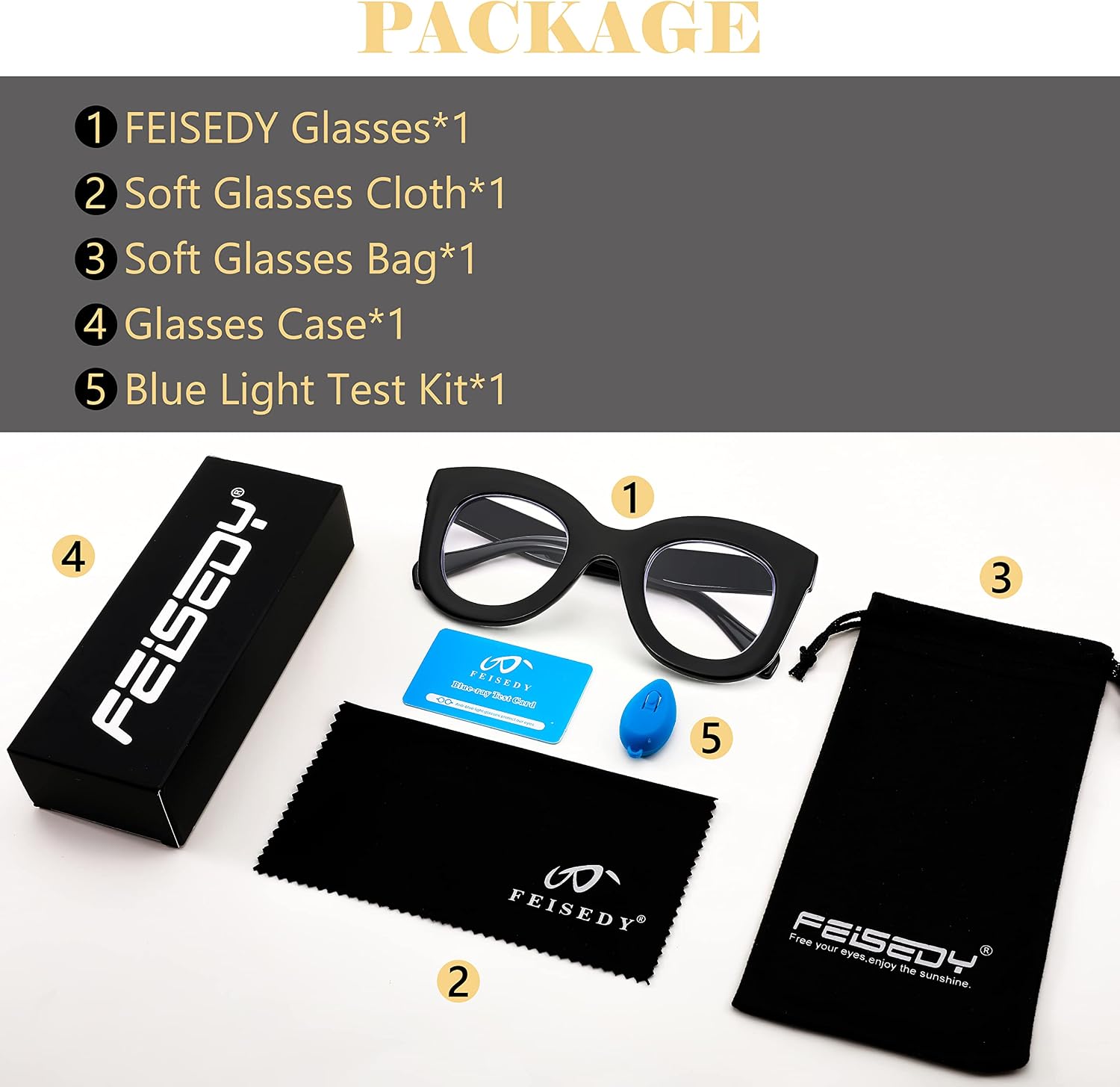 商品图片 6 | B0BGXNJFW2 | FEISEDY Retro Oversized Blue Light Blocking Reading Glasses Thick Frame Anti Glare Digital Eyestrain Readers B2980