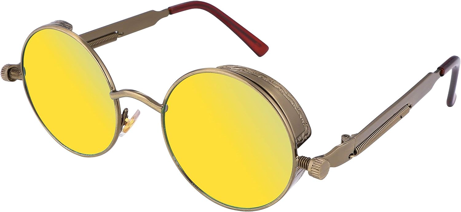 Bronze/Goldgreen / 1.9 Inches | B06XXX1KS9 | FEISEDY Retro Gothic Steampunk Sunglasses For Men Women