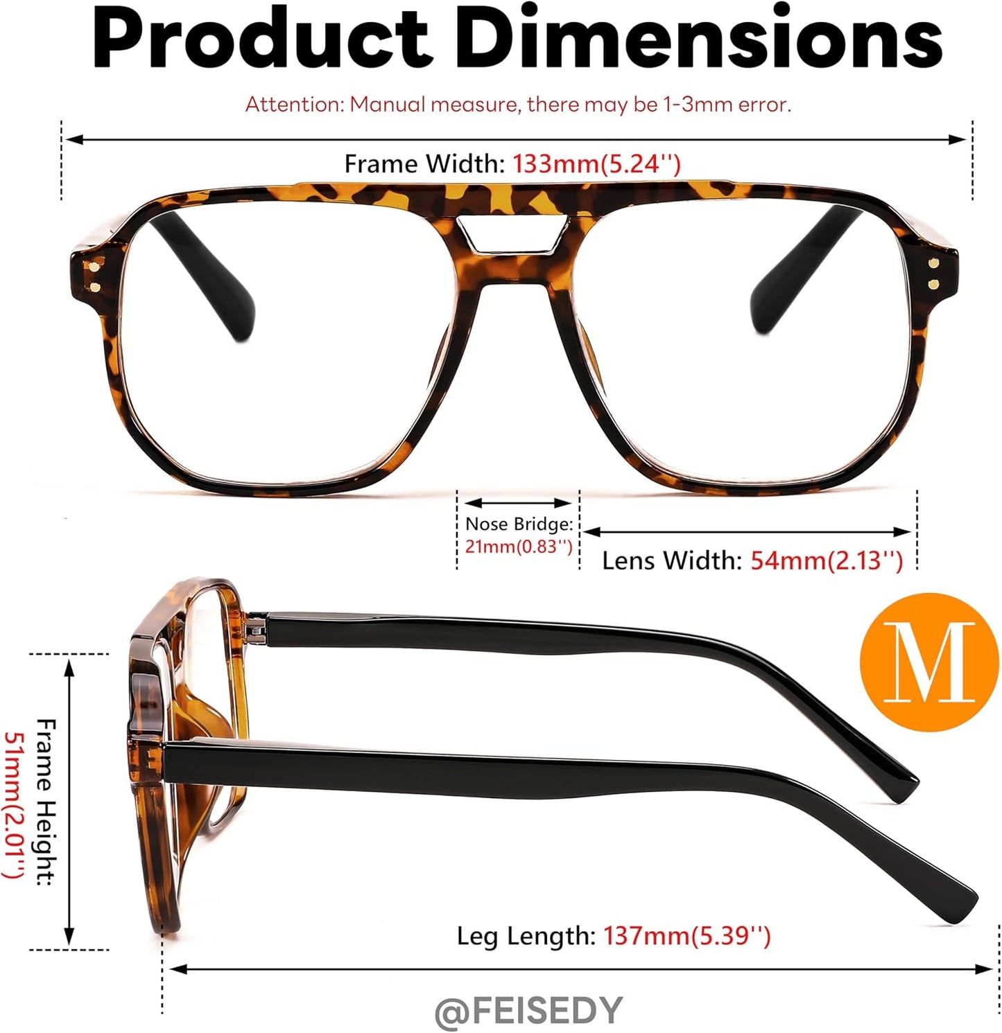 商品图片 22 | B0CHJST8ZK | FEISEDY Retro Aviator Reading Glasses Women Men Blue Light Blocking Reader Plastic Lightweight Frame B0071