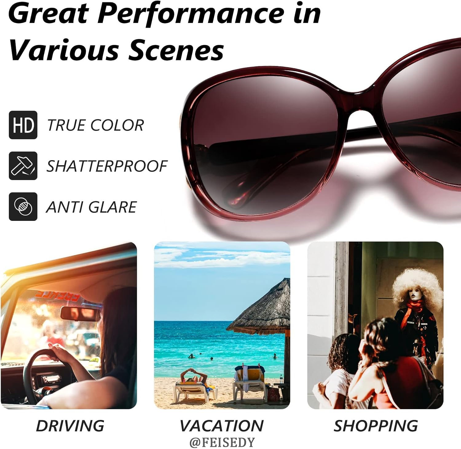 商品图片 43 | B08S7G8RRP | FEISEDY Oversized Polarized Sunglasses Women Men Large Shades B2730