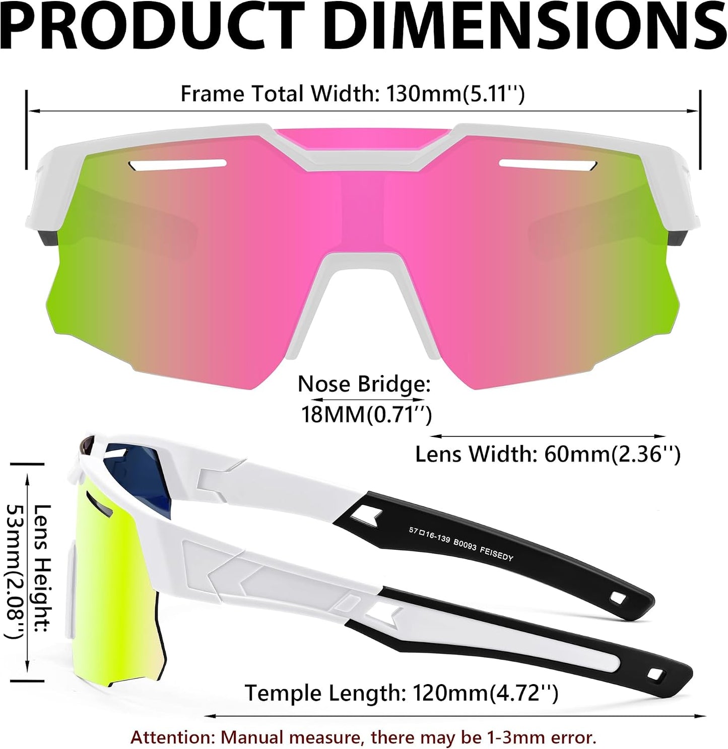 商品图片 48 | B0D78P6WRV | FEISEDY Kids Teens Baseball Polarized Sunglasses Sports Cycling Glasses for Youth Boys Girls Age 8-16 B0157