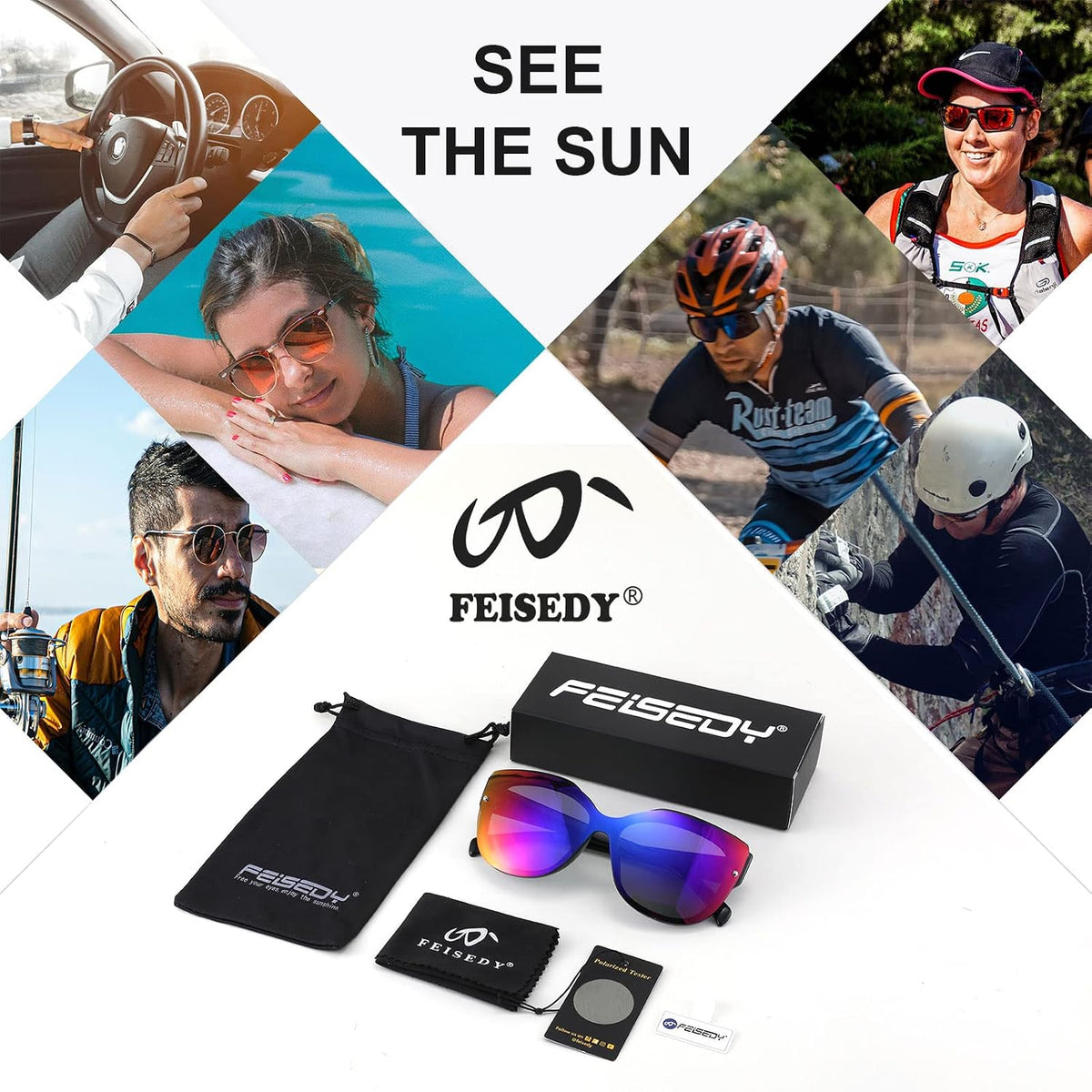 ÉÌƷͼƬ 40 | B09LTWN7GK | FEISEDY Cat Eye Sunglasses Polarized for Women Men£¬Rimless Mirrored Sunglasses, Oversized, Trendy Retro Sun Glasses B2796