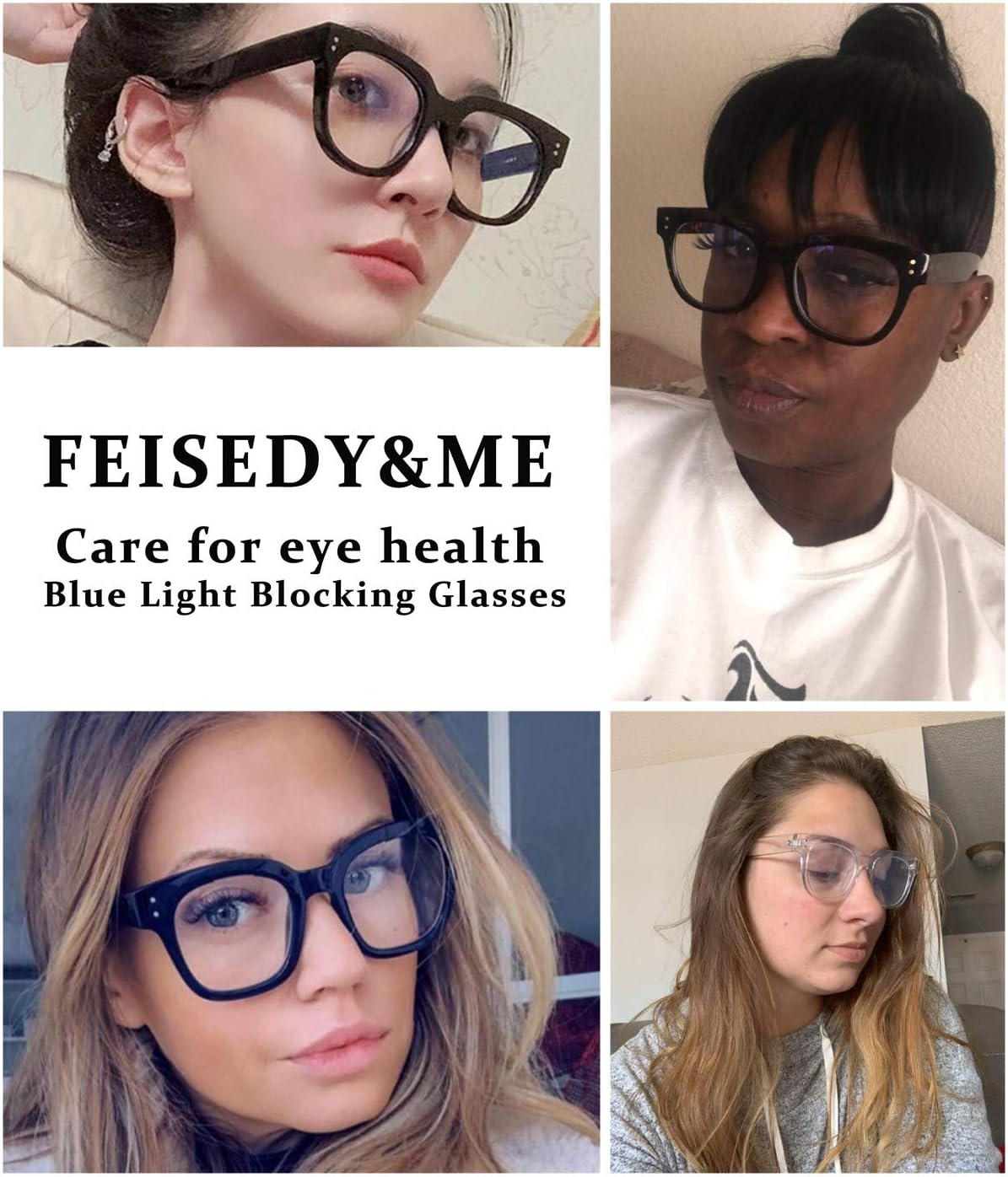 商品图片 15 | B0DBQFZT73 | FEISEDY Retro Square Thick Big Frame Blue Light Blocking Reading Glasses Anti Glare Digital Eyestrain Reader B2523