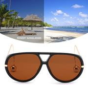 ÉÌƷͼƬ 33 | B0F8N8W8JM | FEISEDY Oversized Aviator Sunglasses With Earring Design for Women Large Big Frame Luxury Designer Shades for Ladies B0296