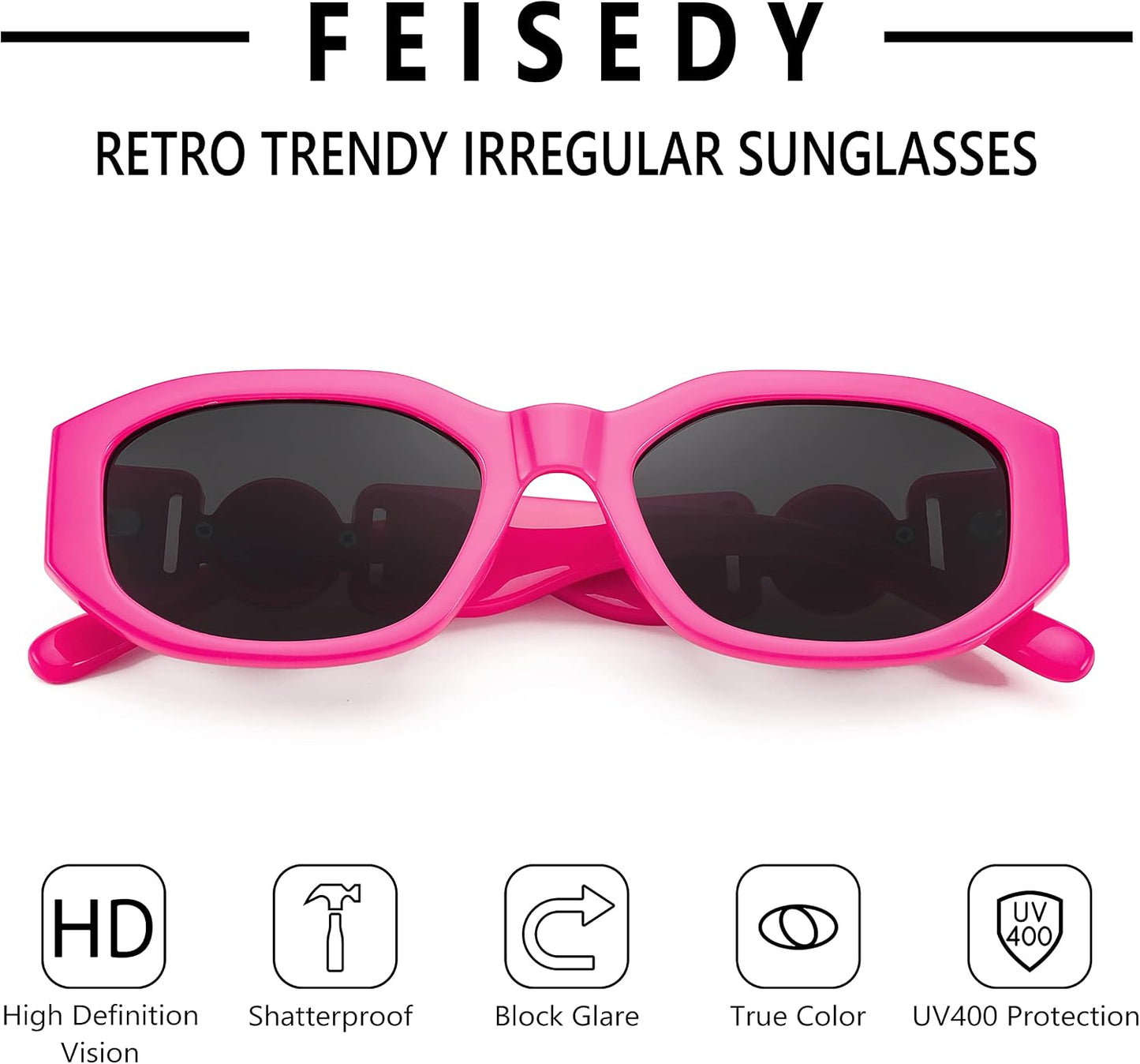 商品图片 91 | B0B5V7T75J | FEISEDY Retro Trendy Rectangle Sunglasses Women Men Narrow Shades B2322