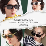 ÉÌƷͼƬ 3 | B0BFZXMDLD | FEISEDY Small Rectangle Sunglasses for Women Men Retro Trendy Thick Plastic Frame Sunglasses Y2K Futuristic Glasses B2339