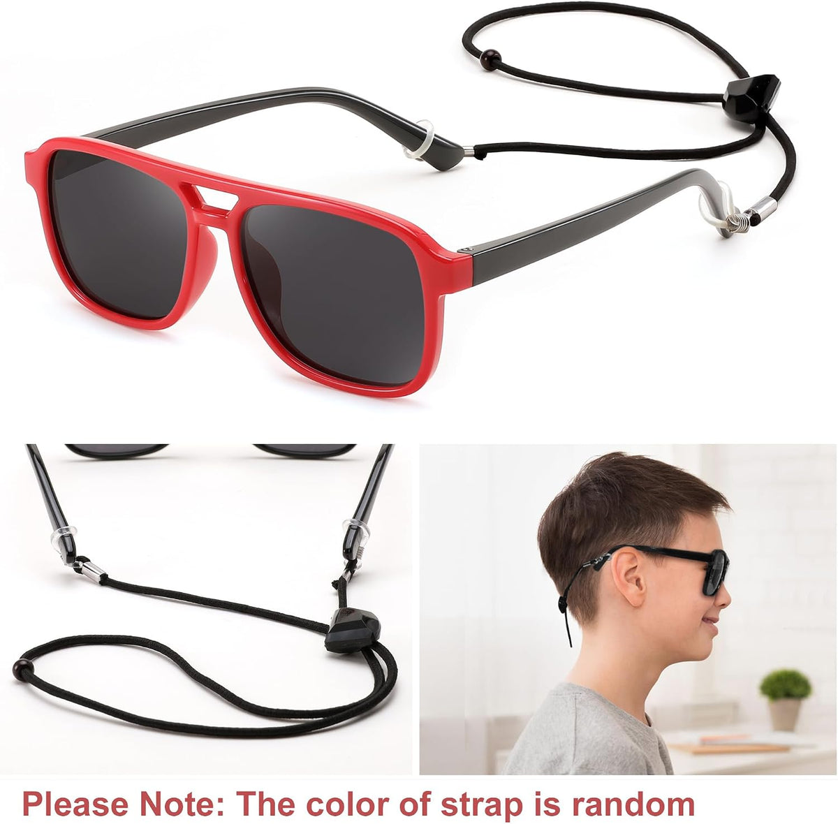 ÉÌƷͼƬ 14 | B0D3L4BMZC | FEISEDY Kids Polarized Sunglasses Flexible TPEE Rubber Toddler Aviator Shades with Strap for Boys Girls Age 3-9