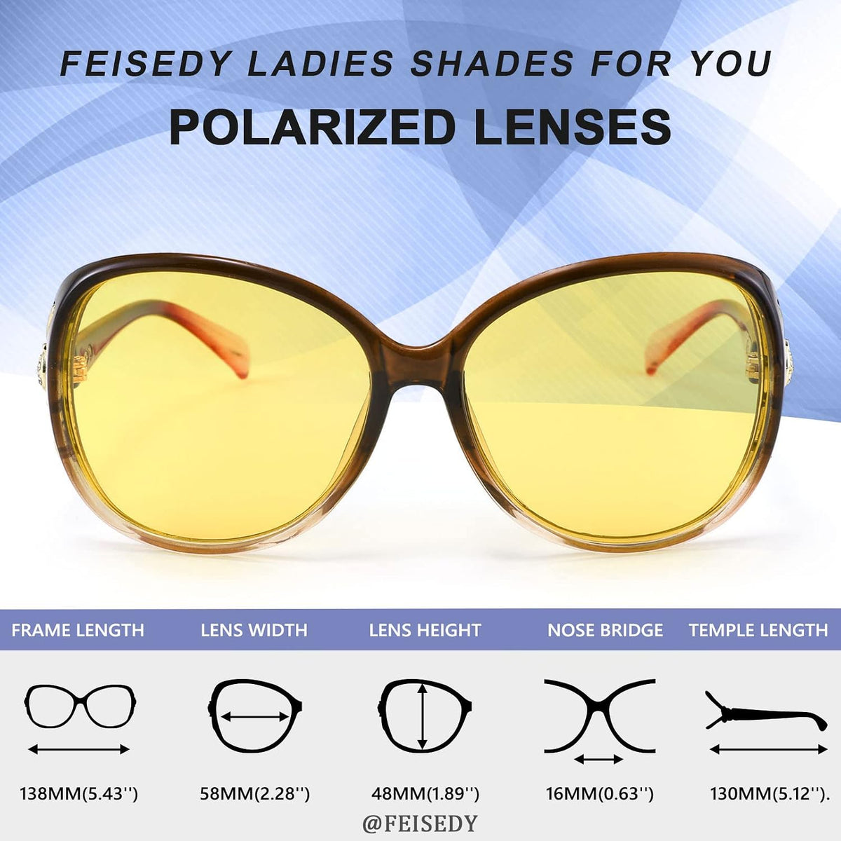ÉÌƷͼƬ 34 | B08S7G8RRP | FEISEDY Oversized Polarized Sunglasses Women Men Large Shades B2730