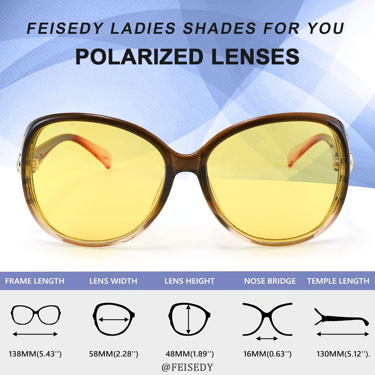 商品图片 34 | B08S7G8RRP | FEISEDY Oversized Polarized Sunglasses Women Men Large Shades B2730