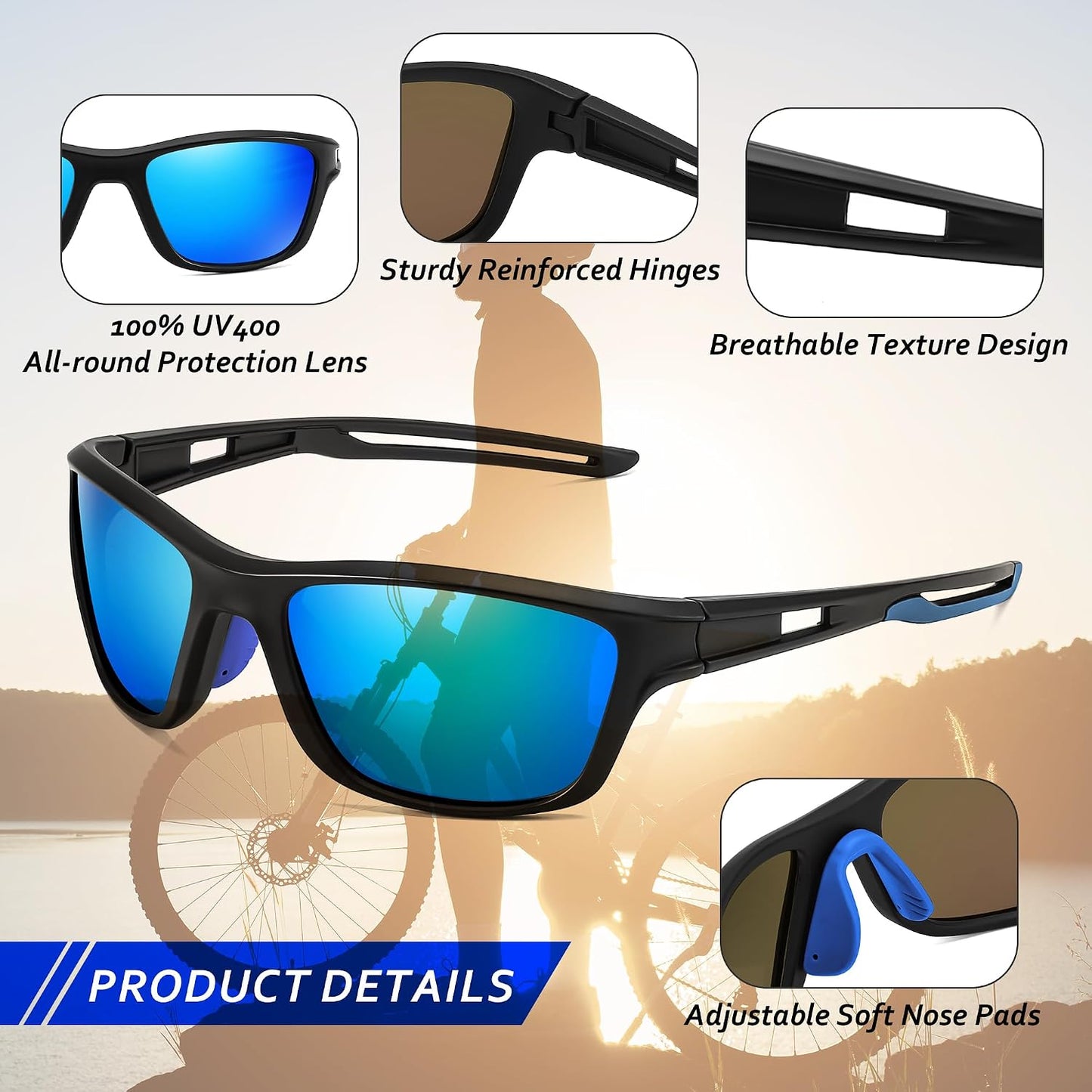 商品图片 4 | B0CTXW1SQG | FEISEDY Sports Polarized Sunglasses For Men Women Cycling Driving Fishing Running UV400 Protection B0125
