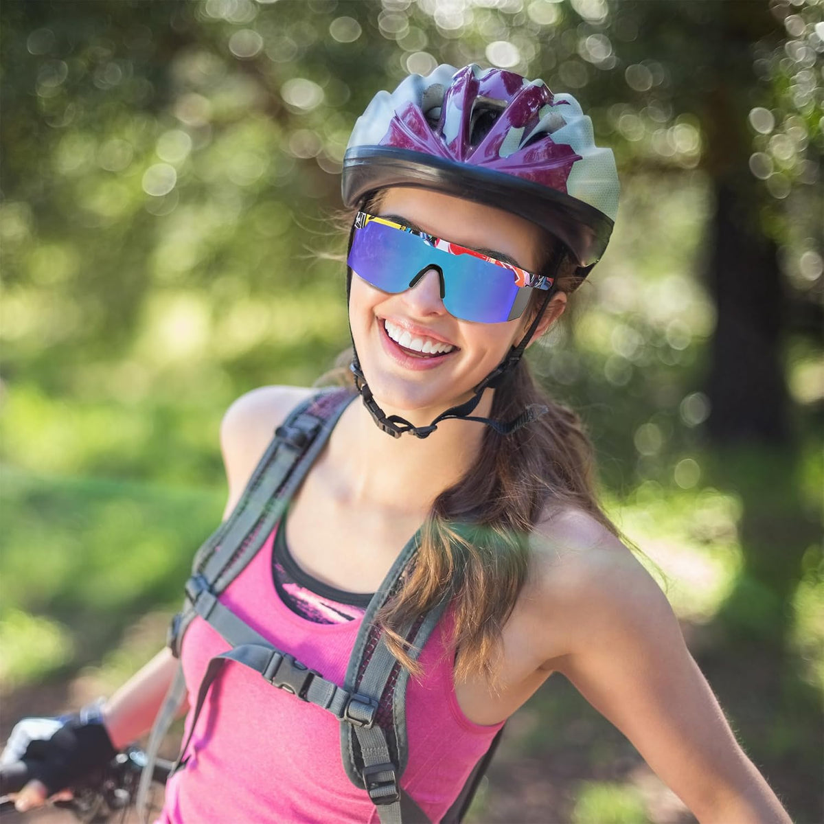 ÉÌƷͼƬ 10 | B0CFFGCBZ6 | FEISEDY Sunglasses Women Men Sports, 80s Visor Retro Neon Square Sun Glasses, Miorred Shades UV400 B0004