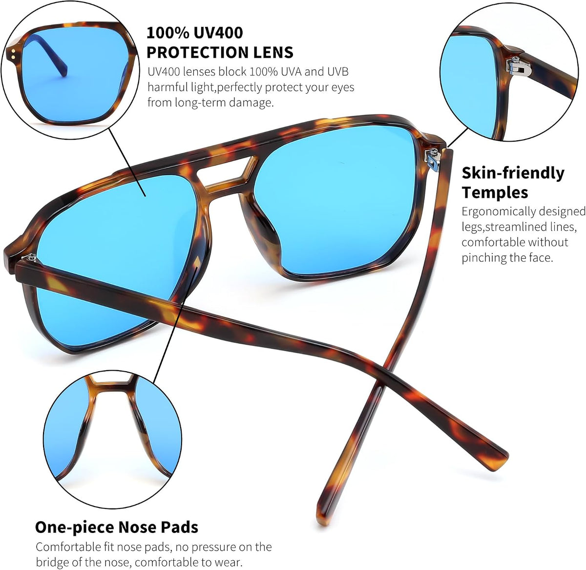 商品图片 65 | B09J8999GR | FEISEDY Retro Square Aviator Sunglasses Women Men 70s Vintage Trendy Plastic Frame Sun Glasses B2835