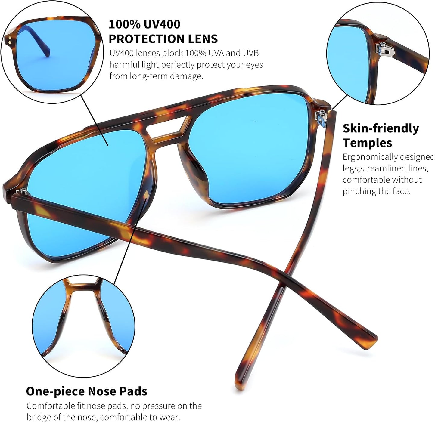 商品图片 65 | B09J8999GR | FEISEDY Retro Square Aviator Sunglasses Women Men 70s Vintage Trendy Plastic Frame Sun Glasses B2835