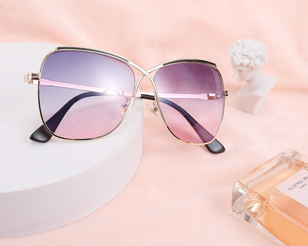 ÉÌƷͼƬ 26 | B08SJ7XN69 | FEISEDY Womens Cute Sunglasses Oversized Butterfly X Shape Design Cateye Lady Sunglasses B2738