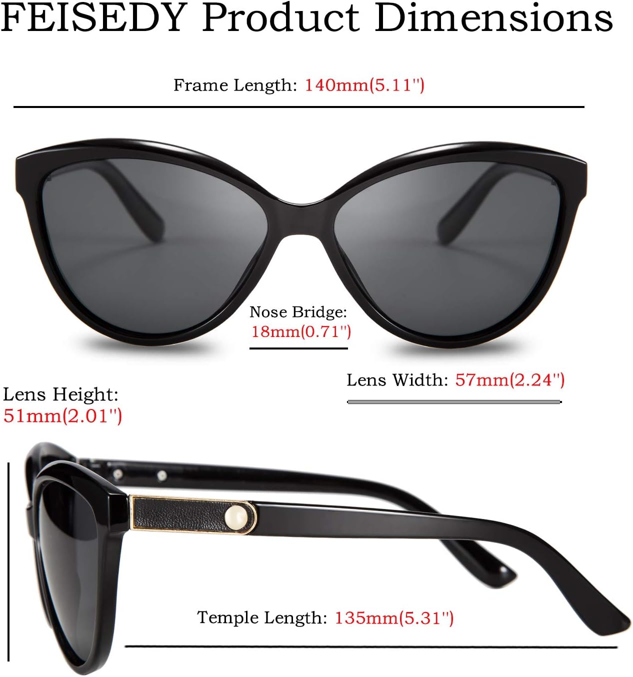 商品图片 20 | B07VB227XS | FEISEDY Classic Cateye Polarized Sunglasses for Women 100% UV Protection B2512