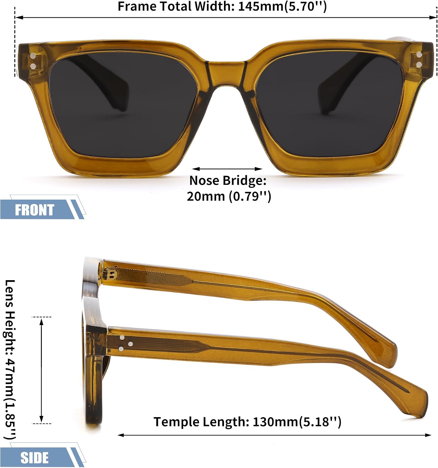 商品图片 13 | B0C9J9VMJL | FEISEDY Sunglasses Men Women Polarized, Chunky Square Thick Frame, Rectangle UV400 Shade Sun Glasses B2396