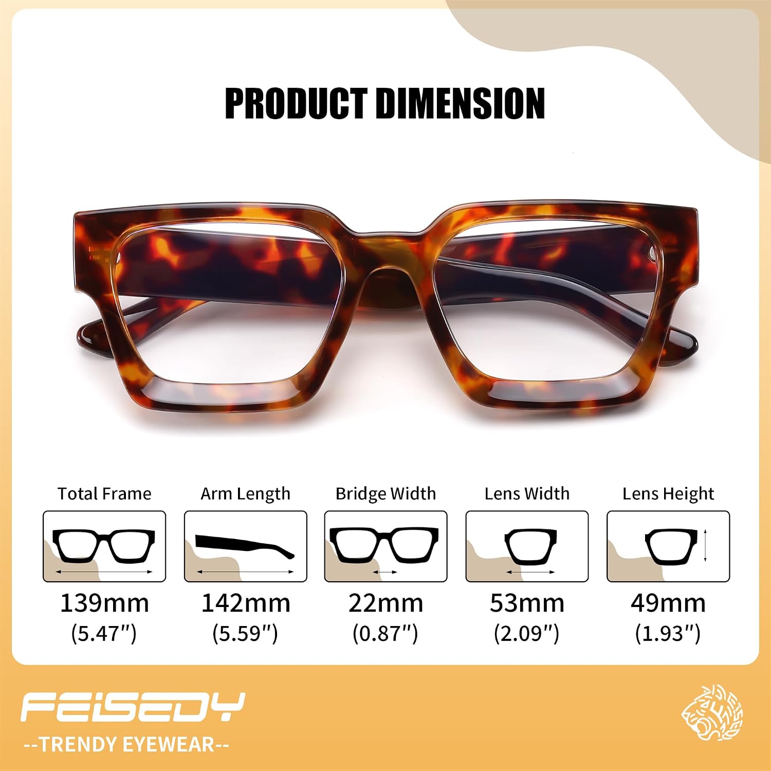 商品图片 18 | B0DXDYMMPM | FEISEDY Retro Blue Light Blocking Glasses for Women Men 90s Classic Rectangle Frame Thick Chic Computer Eyeglasses B2383R