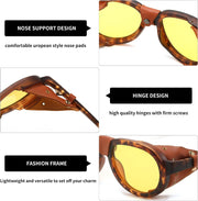 ÉÌƷͼƬ 10 | B0D5HMBR1X | FEISEDY Steampunk Sunglasses Women Men£¬Polarized Yellow Lens, Retro Round Vintage Frame Leatherwear B0159
