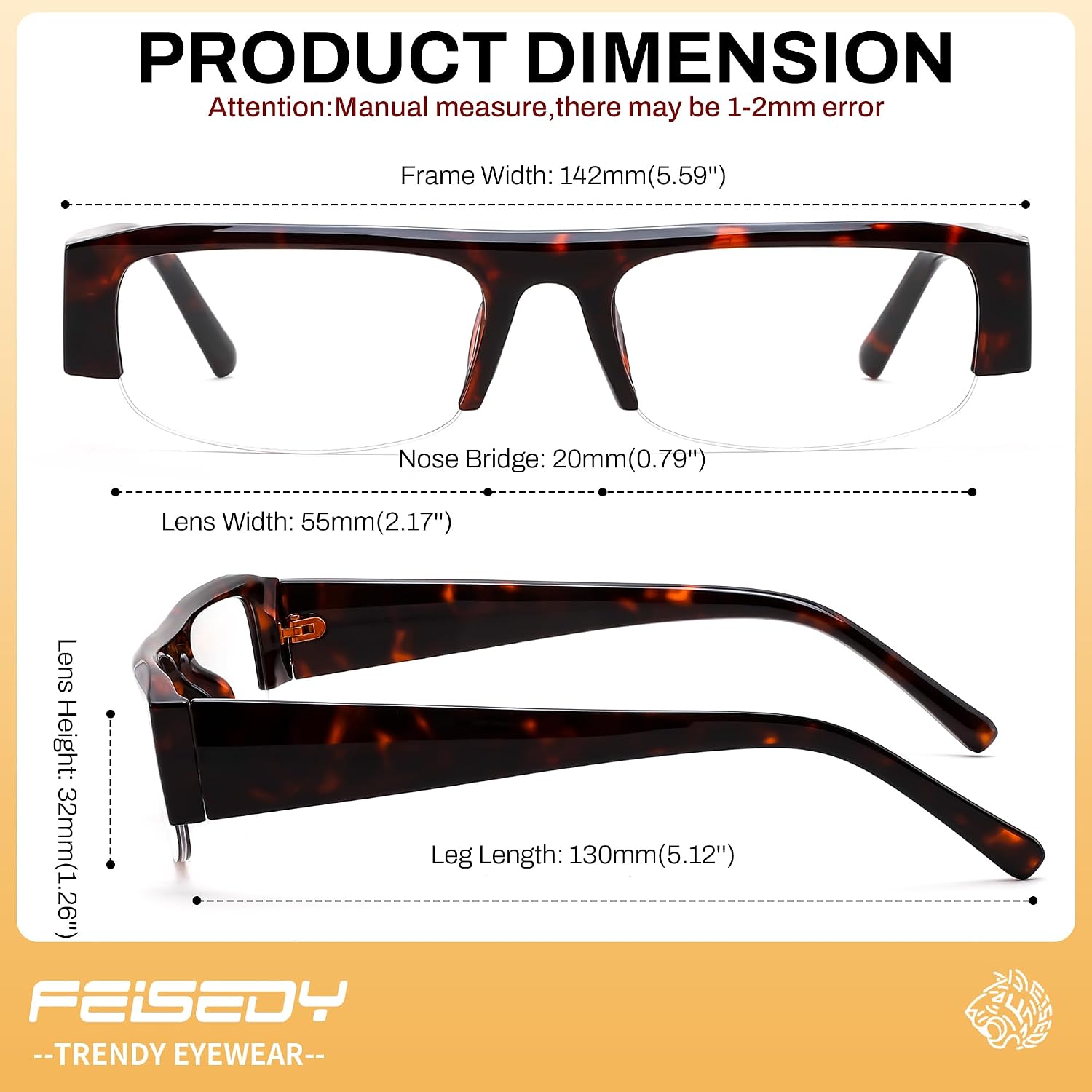 商品图片 11 | B0GY48FJF1 | FEISEDY Chic Semi Rimless Blue Light Glasses for Women B0431