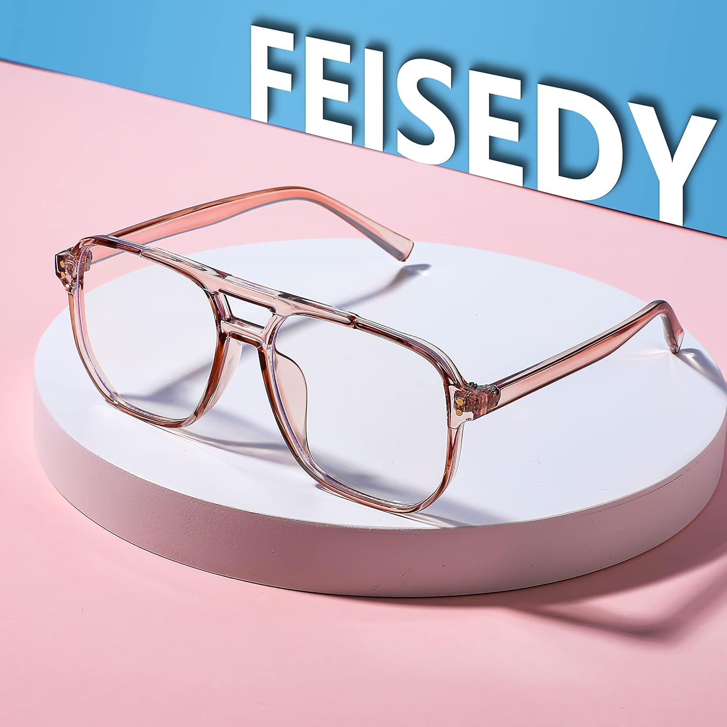 商品图片 76 | B0C6ZZXZ3F | FEISEDY Blue Light Glasses for Women Men Oversized Pilot Lightweight B2866